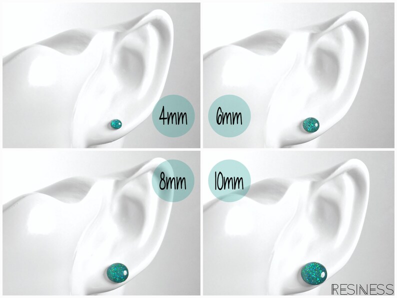 Nickel Free Hypoallergenic Azure Sky Glitter Stud Earrings Tiny Stud Earrings Sparkly Blue Earrings Pure Titanium Light Blue Studs
