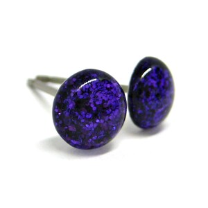 Rapunzel's Dream Purple Glitter Stud Earrings | Surgical Steel or Hypoallergenic Titanium Posts, Handmade in Canada