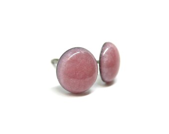 Carnation Pink Solid Color Stud Earrings | Surgical Steel or Hypoallergenic Titanium Posts, Handmade in Canada