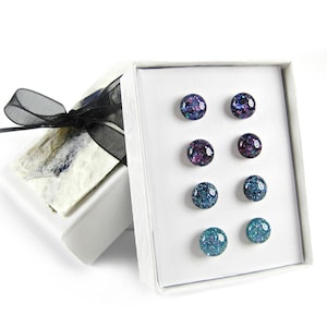 Cosmic Galaxy Glitter Stud Earring Set | Hypoallergenic Titanium Posts, Handmade in Canada