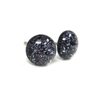 Gray Hawk Glitter Titanium Stud Earrings | Hypoallergenic Pure Titanium Posts, Handmade in Canada