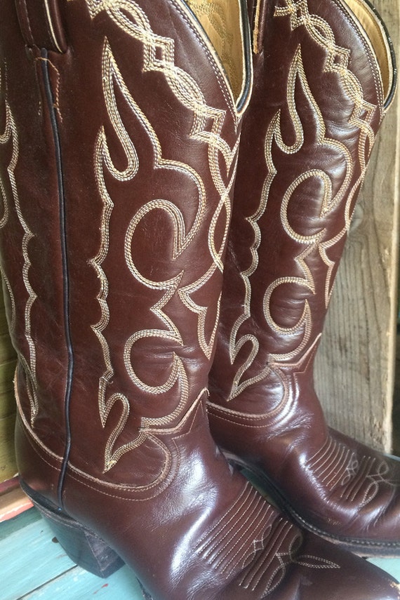 Vintage Cowboy Boots, Brown, Tony Lama - image 2