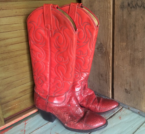 Vintage Cowboy Boots, Red, Dan Post