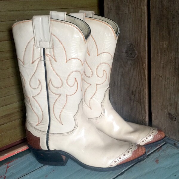 Cream Cowboy Boots Etsy