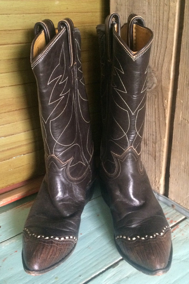 Vintage Cowboy Boots Dark Brown Tony Lama - Etsy