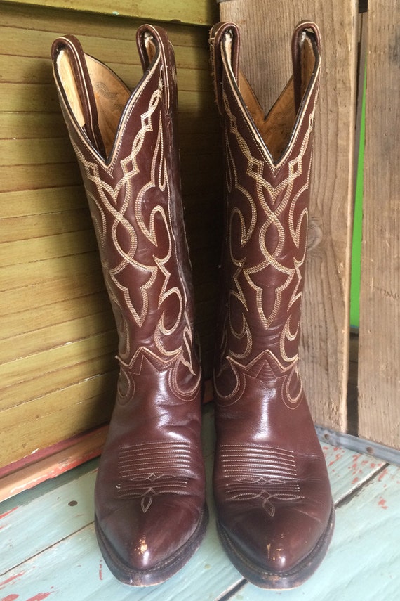 Vintage Cowboy Boots, Brown, Tony Lama - image 3