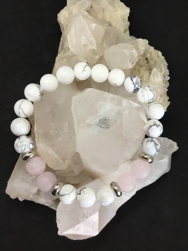 Matte Rose Quartz and Howlite Bracelet Etsy