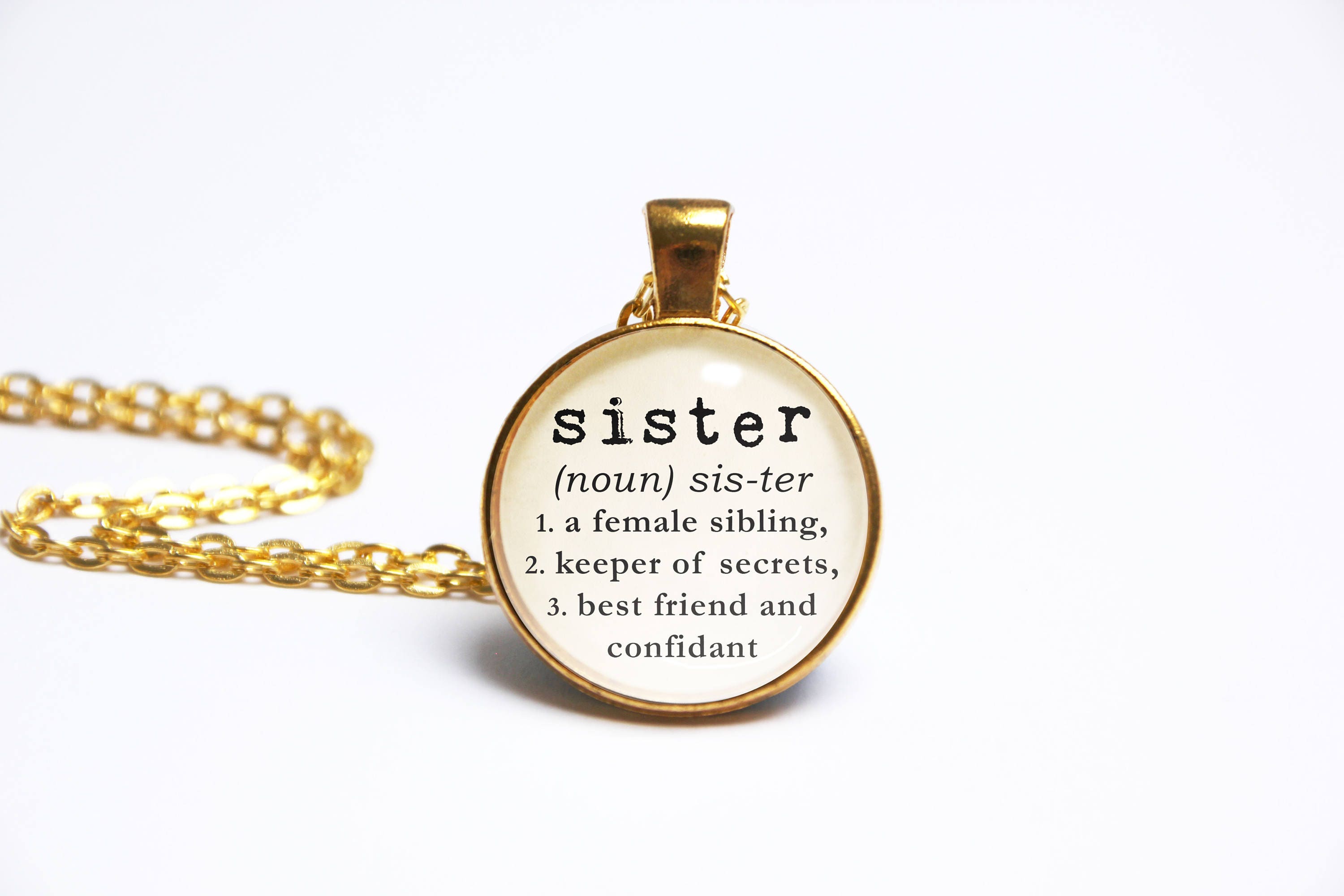 Sister Necklace Definition Pendant Typewriter Dictionary Book Etsy