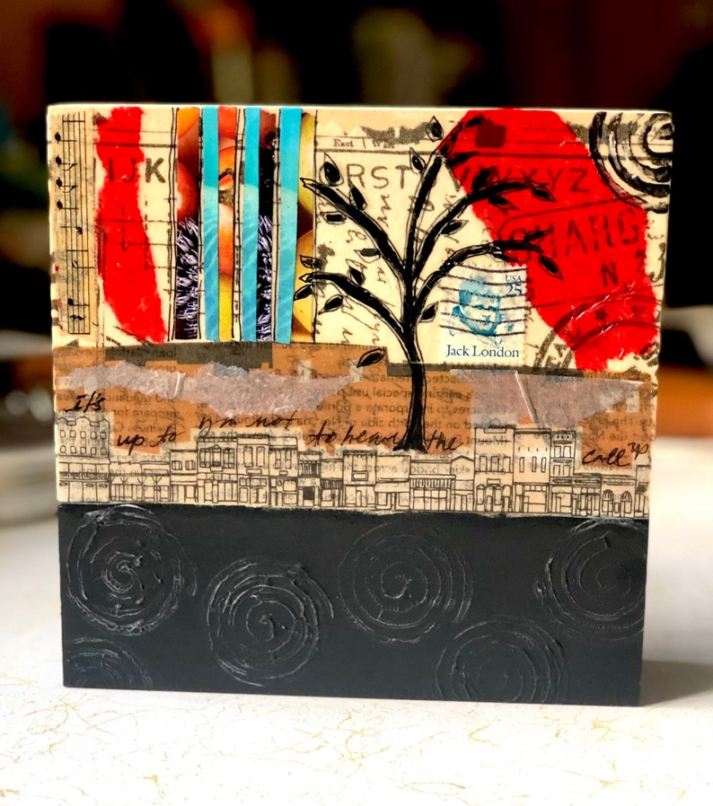 Original Mixed Media Art Collage call Up Etsy