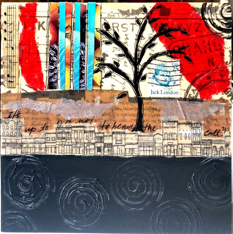 Original Mixed Media Art Collage call Up Etsy