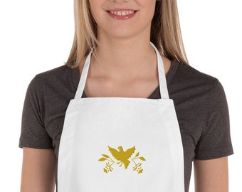 Love Dove | Embroidered Apron with Gold MexiModern Dove