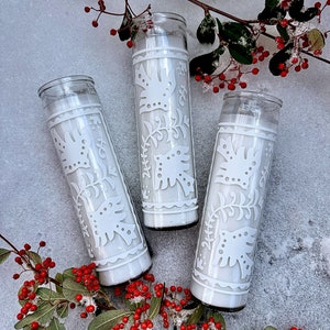 WHITE CANDLE | One prayer candle “La Paloma” Design