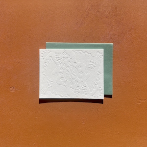LETTERPRESS NOTECARD SET | Doppeltauben: Die goldene Stunde blindgeprägte flache Karte
