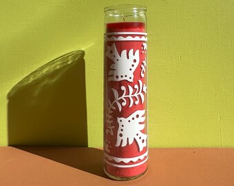 RED CANDLE | One prayer candle “La Paloma” Design