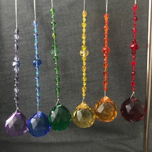 Set Of Five Coloured Crystal Decorations