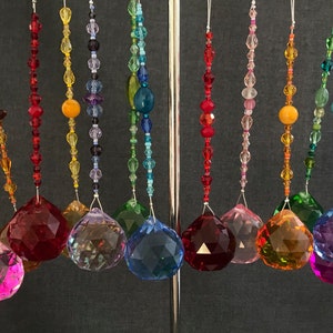 Rainbow Set Of Six Coloured Crystal Decorations image 3