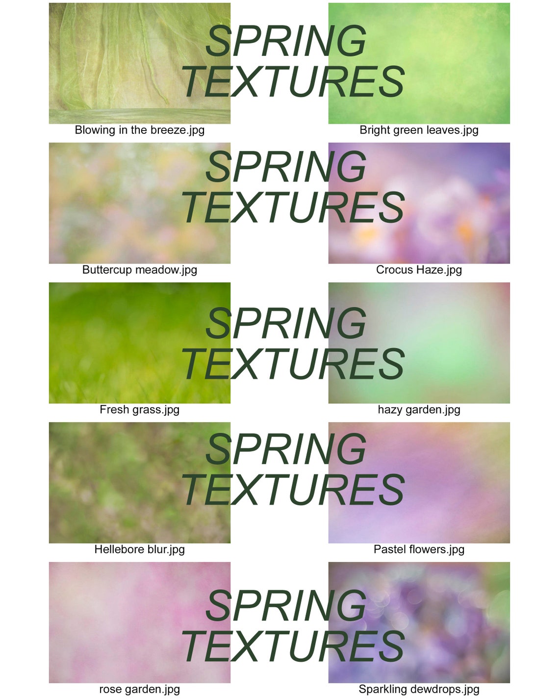 Spring Texture Pack 10 Digital Overlay or Backdrop Textures or Collage ...