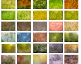 May include: A grid of 28 abstract images with blurred backgrounds. The images feature a variety of colors, including green, orange, brown, and blue. The overall effect is soft and dreamlike, suggesting natural textures and landscapes.