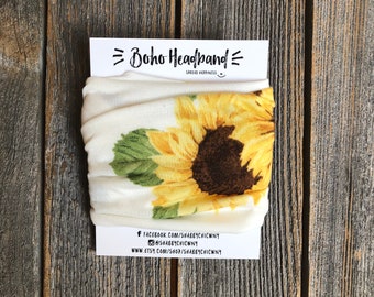 Sunflower | Headband | Face Protection| Boho Headband | Yoga Headband | Handmade Face Mask | Stretchy Headband | Face Cover|stocking stuffer