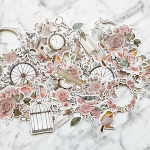 Éphémères avec paillette découpés pour le bricolage, le scrapbooking et la fabrication de cartes - Collection Vintage