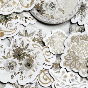 Éphémères avec paillette découpés pour le bricolage, le scrapbooking et la fabrication de cartes - Collection Romance