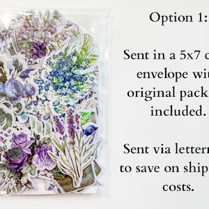 Floral Die Cut Embellish, Glitter Ephemera for paper crafts, flower embellishment for scrapbooking, card making, lavender bird cardstock Option 1: Lettermail