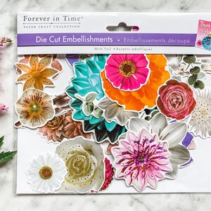 Éphémères de fleurs découpées accentuées couleur or rose pour bricolage, scrapbooking, fabrication de cartes, cadeau, décoration, artisanat