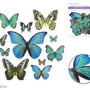 Éphémères Papillons Bleu Accents Métaliques Découpés bricolage embellissement journal de bord décor scrapbooking et fabrication de cartes