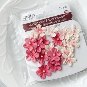 Fleur de Papier Rose et Crème Éphémères Fait à la Main Embellissement Floral Collimage Jardin Scrabooking Accessoire Bouquet Accent Carterie