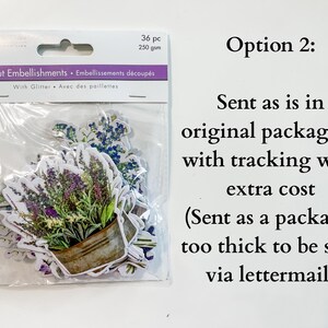 Floral Die Cut Embellish, Glitter Ephemera for paper crafts, flower embellishment for scrapbooking, card making, lavender bird cardstock Option 2: Tracked