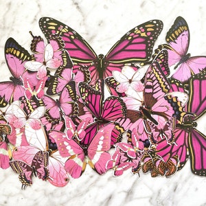 Éphémères Papillons Rose Accents Métaliques Découpés bricolage embellissement journal de bord décor scrapbooking et fabrication de cartes