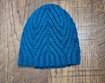 Children's Knit Beanie Teal Blue, Finished Item, Winter Hat