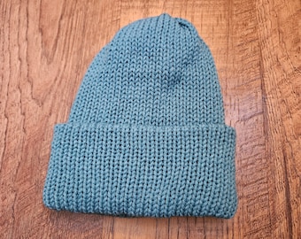 Turquoise Teal Beanie Knit, Finished Item, Winter Hat