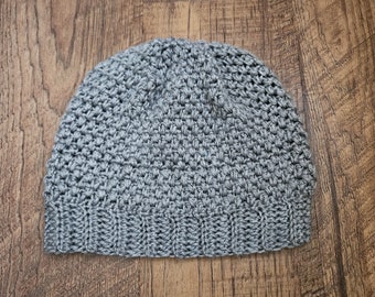 Gray Beanie Crochet, Finished Item, Winter Hat