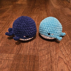 FINISHED Medium Whales Crochet Amigurumi Velvet Chenille Super Soft