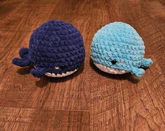 FINISHED Medium Whales Crochet Amigurumi Velvet Chenille Super Soft
