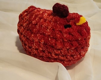 FINISHED Red Velvet Chicken Large Chenille Crochet Amigurumi