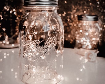 Boda, Luces de hadas, Decoración de boda rústica, Luces de centro de mesa de boda, Iluminación de tarro de masón, Luces de alambre de cobre, Batería GRATIS *Jar no incluido*