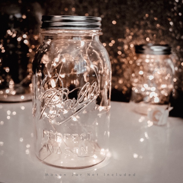 Wedding, Fairy lights, Rustic Wedding Decor, Wedding Centerpiece Lights, Mason Jar Lighting, Copper Wire Lights, Free Battery *Jar Not Incl*