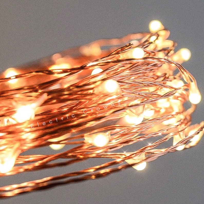 Copper Wire Fairy Lights, Patio String Lights, Rustic Wedding, Barn Wedding, Wedding Lighting, Warm White, PLUG, Battery Operated, 13ft-65ft image 1