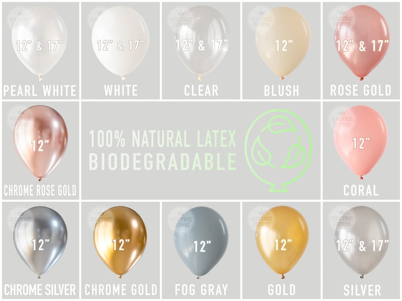 Pearl White Balloons, 12 inch, Biodegradable, Eco-friendly, Indoor & Outdoor, Wedding Balloons, Pink, Lavender, Blush, Gold, Silver, Latex image 2