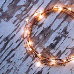 Copper Wire Fairy Lights, Patio String Lights, Rustic Wedding, Barn Wedding, Wedding Lighting, Warm White, PLUG, Battery Operated, 13ft-65ft image 6