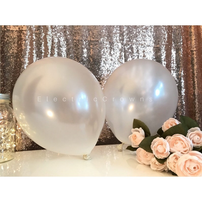 Pearl White Balloons, 12 inch, Biodegradable, Eco-friendly, Indoor & Outdoor, Wedding Balloons, Pink, Lavender, Blush, Gold, Silver, Latex image 8