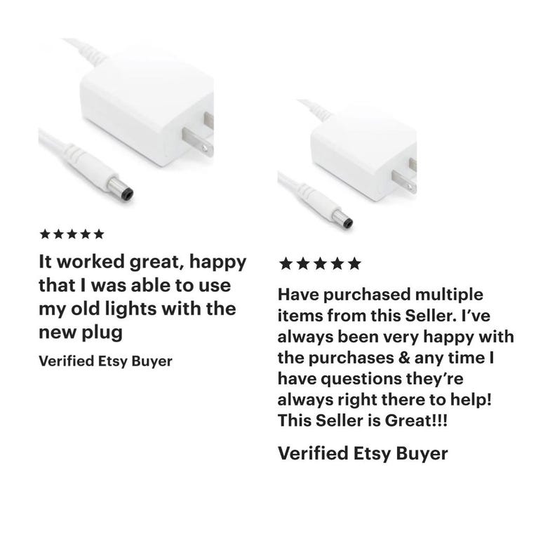 Power Supply for LED string lights, 3v Plug, 5v Plug, 12v Plug, Plug with DC male end, White, US Outlet (Power source only) image 2