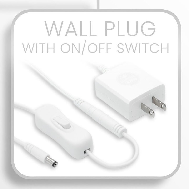 May include: White wall plug with an on/off switch and a white cord.