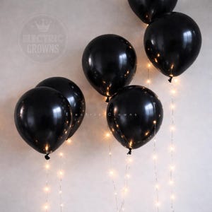 Black Balloons, Black Wedding Decor, Black Graduation, All Black Party, Reception Table, Black and Gold, Centerpieces, Balloons with Lights!