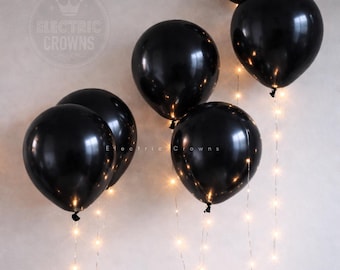 Black Balloons, Black Wedding Decor, Black Graduation, All Black Party, Reception Table, Black and Gold, Centerpieces, Balloons with Lights!
