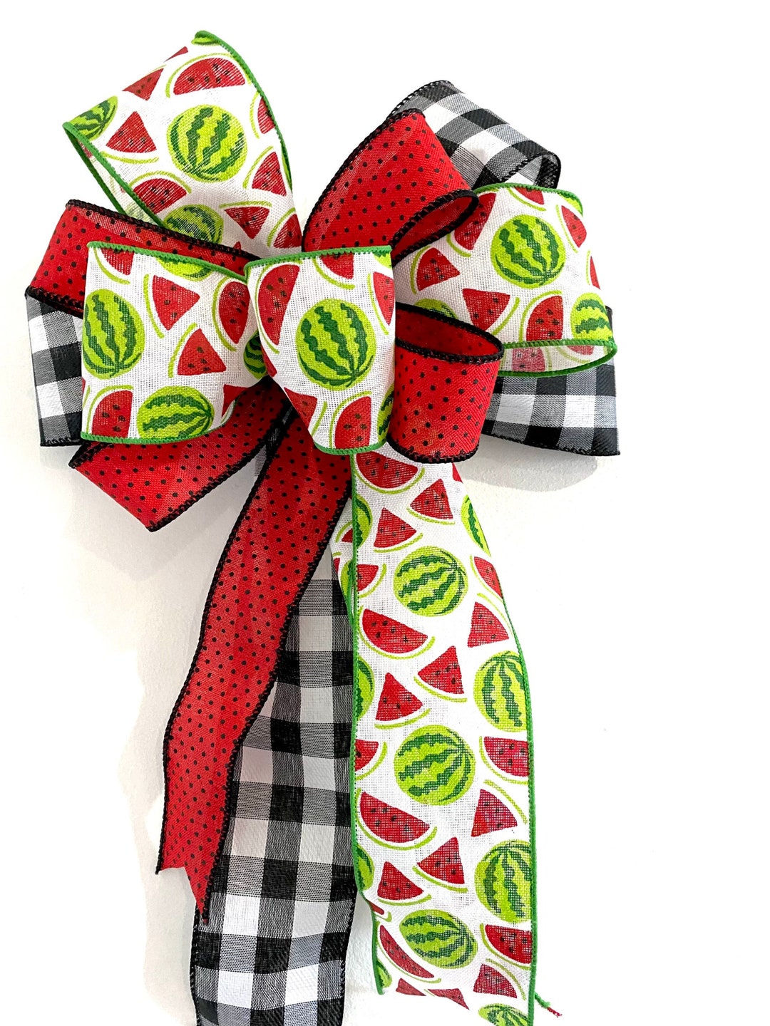 Summer Wreath Bow, Watermelon Ribbon, Finished Wreath Bow Etsy