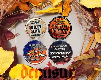 I'd Rather Be Playing | FGC Pinback Buttons | Tekken Street Fighter Mortal Kombat Guilty Gear