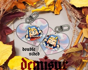 Bridget Enjoying Brisket Double-sided Acrylic Charm | Fighting Game Keychain | Guilty Gear